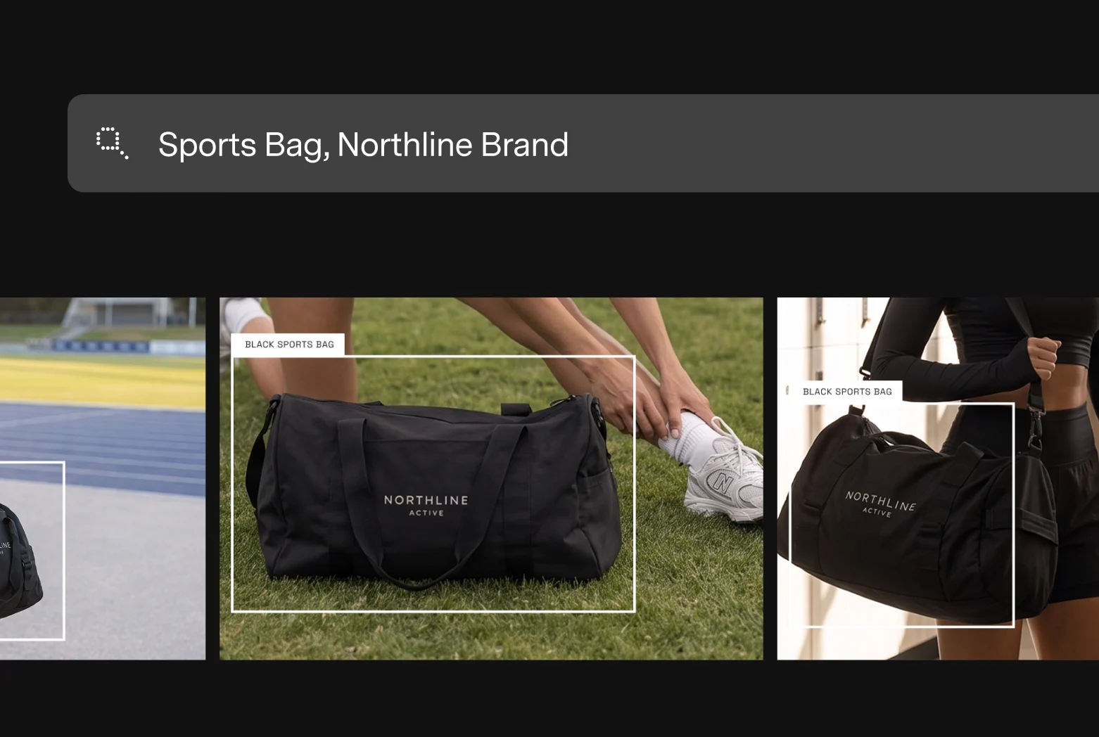 A search for “Sports Bag, Northline Brand” returning three matching product photos